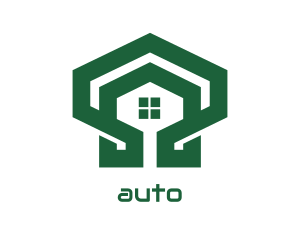 Line - Green Hexagon Shell House logo design