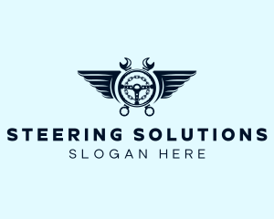 Blue Mechanic Wrench Wings logo design