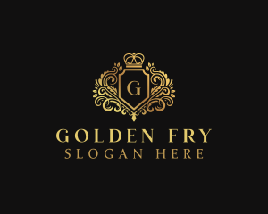 Golden Royal Decorative Crown logo design