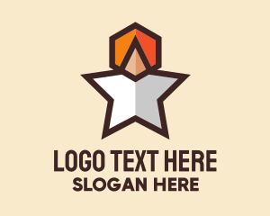 Orange Hexagon - Hexagon Star Medal logo design