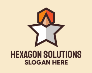 Hexagon Star Medal logo design