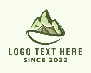 Alpinist - Mountain Peak Tent Camp logo design