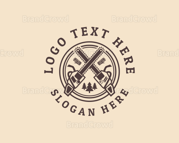 Wood Chainsaw Lumberjack Logo