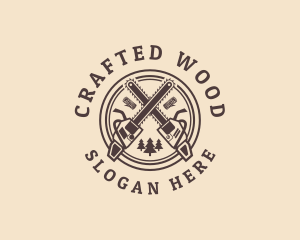 Wood Chainsaw Lumberjack logo design