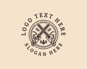 Wood Cutting - Wood Chainsaw Lumberjack logo design