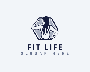 Woman Muscle Fitness logo design