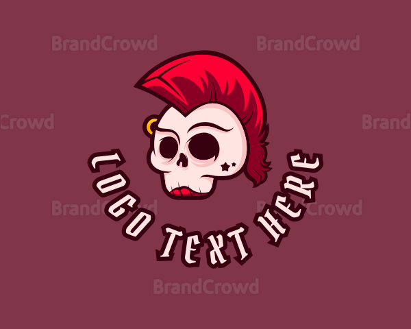 Mohawk Punk Skull Logo