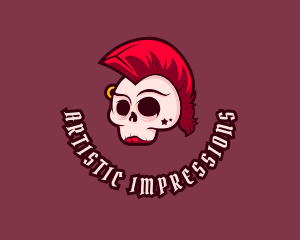 Mohawk Punk Rock Skull logo design