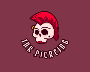 Piercing - Mohawk Punk Skull logo design