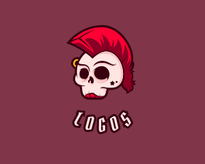 Character - Mohawk Punk Skull logo design