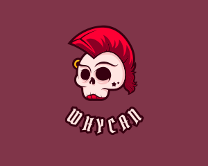 Barber - Mohawk Punk Skull logo design