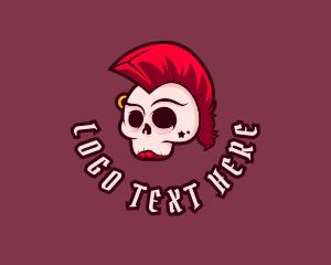 Cartoon - Mohawk Punk Skull logo design
