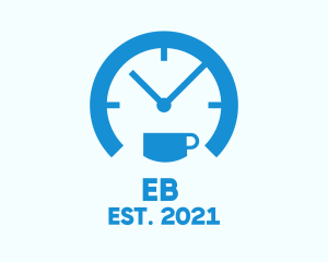 Coffee - Blue Cafe Clock logo design