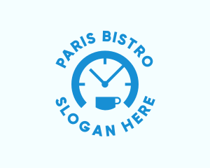 Blue Cafe Clock  logo design