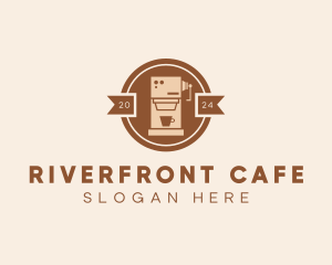 Coffee Machine Cafe Badge logo design