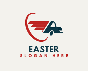 Distribution - Fast Courier Transport Truck logo design