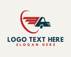 Distribution - Fast Courier Transport Truck logo design