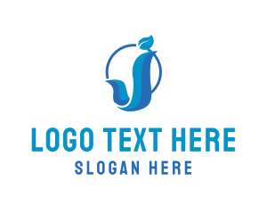 Abstract - Leaf Wave Letter J logo design