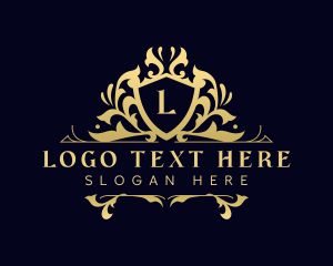 Hotel - Luxury Floral Shield logo design