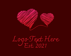 Online Dating Site - Red Scribble Hearts logo design