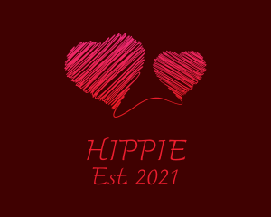 Red Scribble Hearts logo design