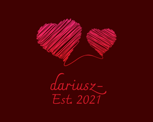 Dating Site - Red Scribble Hearts logo design