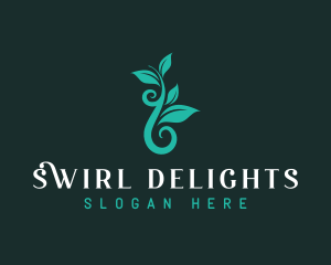 Swirly Leaf Plant logo design