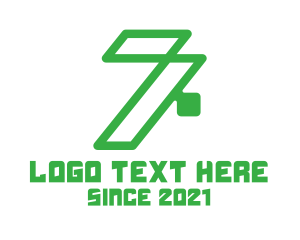 Numeral - Green Tech Number 7 logo design