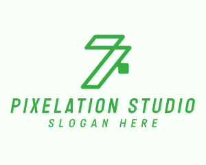 Pixelation - Green Tech Number 7 logo design