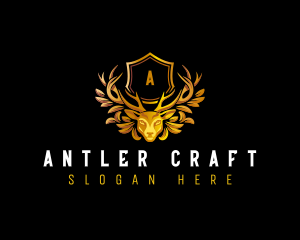 Antlers - Deer Antler Shield logo design