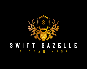 Gazelle - Deer Antler Shield logo design