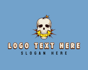 Yellow Bee - Skeleton Bomb Skull logo design