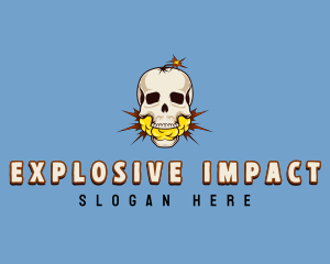 Skeleton Bomb Skull logo design