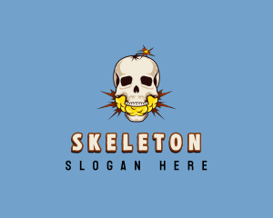 Skeleton Bomb Skull logo design