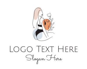 Lingerie - Woman Bikini Floral logo design
