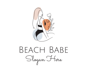 Woman Bikini Floral logo design
