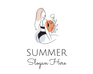 Woman Bikini Floral logo design