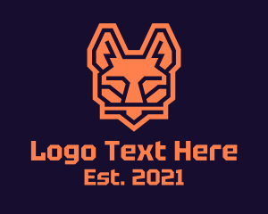 Gaming Cafe - Orange Geometric Fox logo design