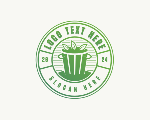 Recycling Bin - Eco Leaf Trash logo design