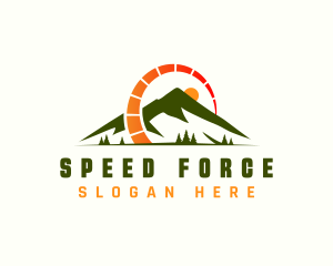 Mountain Outdoor Speedometer logo design