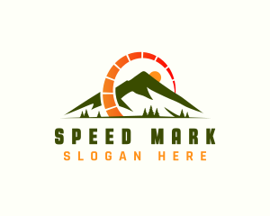 Mountain Outdoor Speedometer logo design