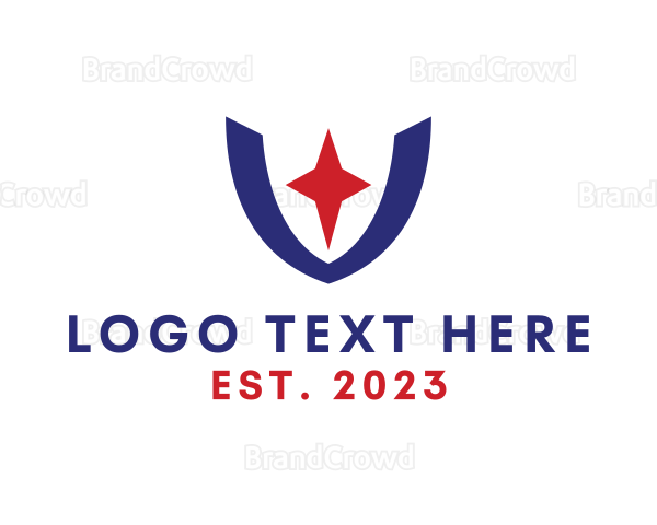 Modern Shield Star Letter U Logo