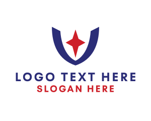 Modern Shield Star Letter U Logo