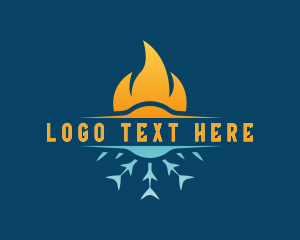 Heat - Fire Flame Snowflake logo design