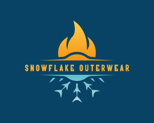 Fire Flame Snowflake logo design