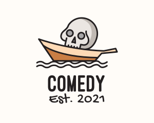 Sail Boat - Dead Seafarer Skull logo design