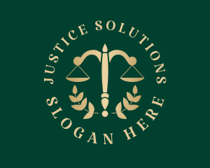 Judicial - Legal Justice Scale Wreath logo design