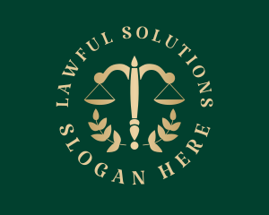 Legal - Legal Justice Scale Wreath logo design