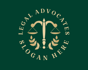 Legal Justice Scale Wreath logo design