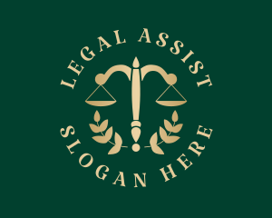 Paralegal - Legal Justice Scale Wreath logo design